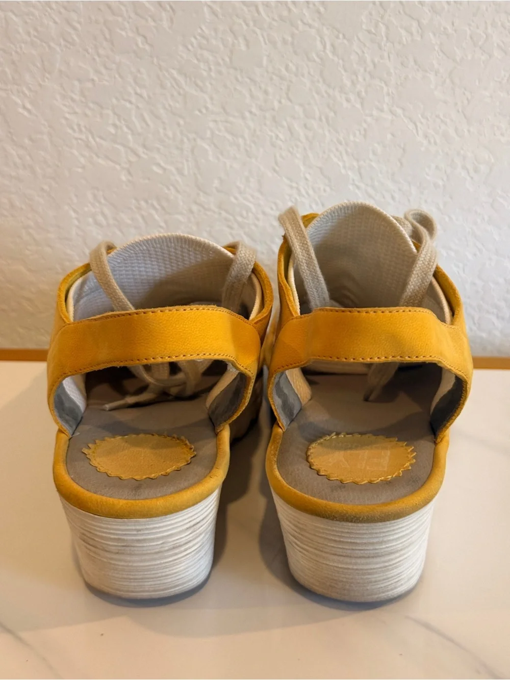 Fly London Yellow and White Platform Slingback Sneakers